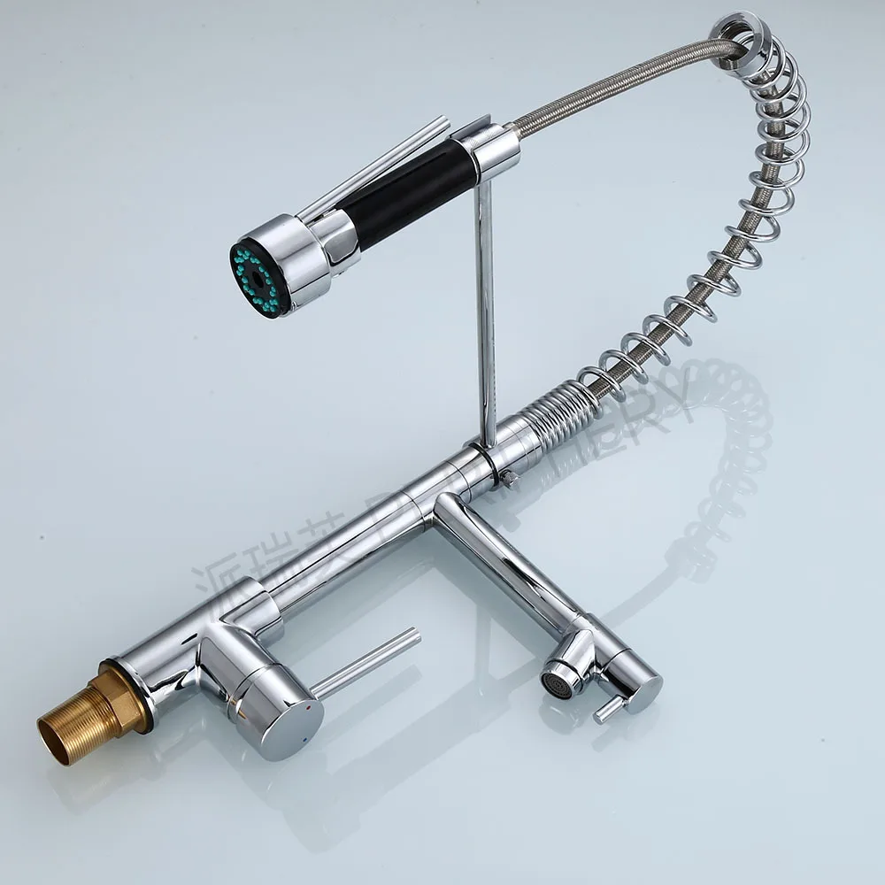 Dual Spouts 360 Swivel kitchen sink faucet Chrome Spring Pull Down Kitchen Faucet green Kitchen Mixer Crane Cold 2 Outlet Dual Spouts 360 Swivel kitchen sink faucet Chrome Spring Pull Down Kitchen Faucet green Kitchen Mixer Crane Cold 2 Outlet