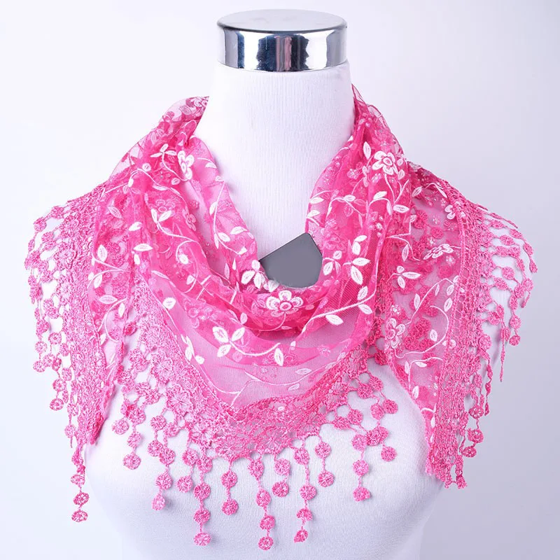 Фирменный дизайн, летний женский кружевной шарф с кисточками, прозрачный металлический женский треугольный бандаж, цветочные шарфы, шаль L10A5108