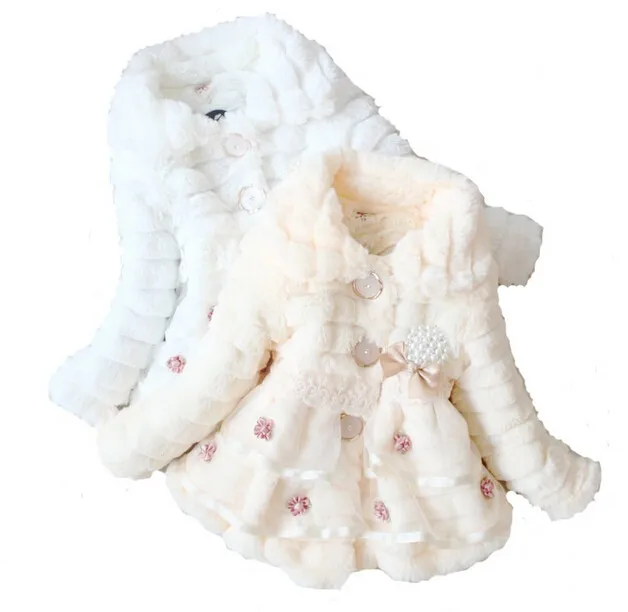 Обувь для девочек очень мягкое, плюшевое, меховое пальто с кружевом и жемчугом осенне-зимняя одежда милая детская верхняя одежда, с цветочным украшением и бантом, теплая куртка-платье