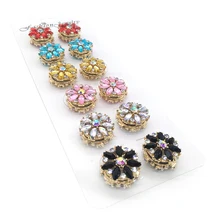 Imán Broches Hijab musulmán Flor Hebilla Pins Wholesale 12 UNIDS Para Boda Cristalina Clara Broches Musulmanes Hijab Pin de Seguridad