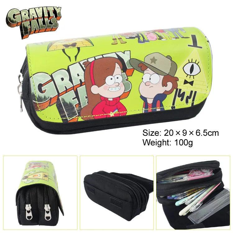 

Gravity Falls Canvas Double Zipper Pencil Bag Anime Pencil Case Kids Girl Gift Stationery Container School Supplies