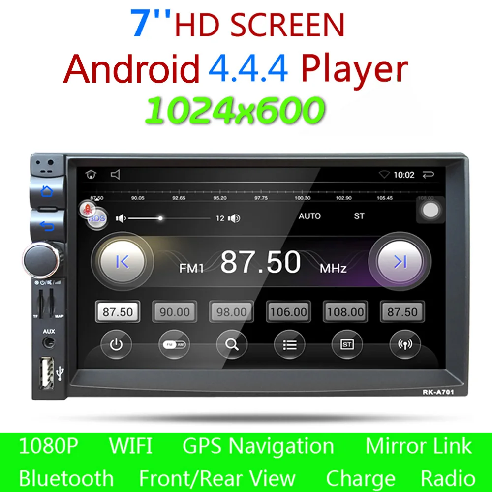 7 2Din Android 4 4 ROM 16G RAM 1G HD 1080P Car Auto GPS MP3 Radio