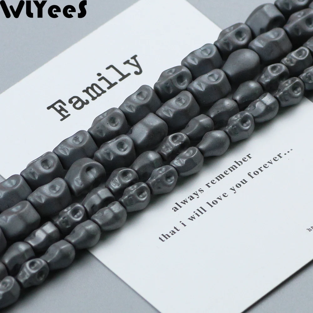 Tanie WLYeeS Matte Black koraliki w kształcie czaszki Stone 6 8mm Special-shaped Beads for DIY