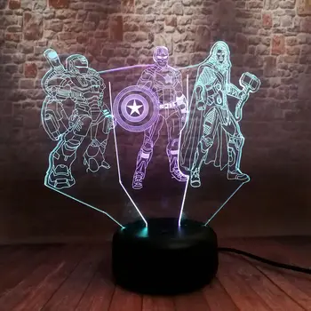 

Avengers Endgame Ironman Figure 3D NightLight LED 7 Mixed Colors Changing Light Marvel Thor Captain America Figure Toys