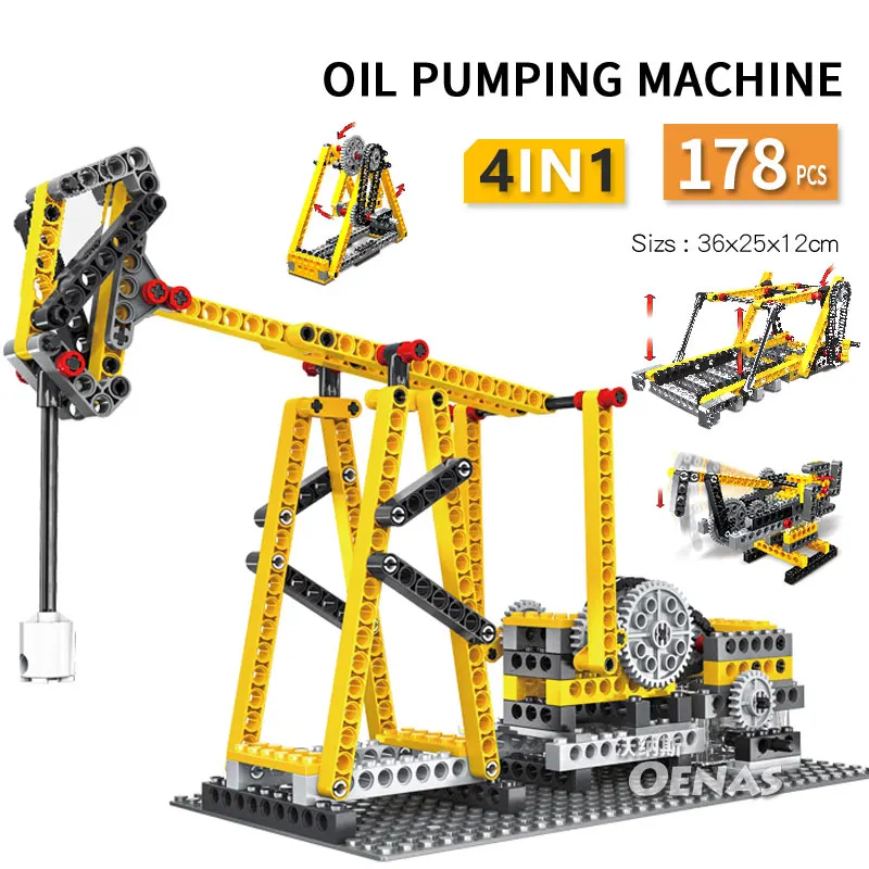 

4in1 Oil Pumping Sewing Machine Power Mechanical Engineer Technic education Building Blocks kids Toys fit legoing children gift