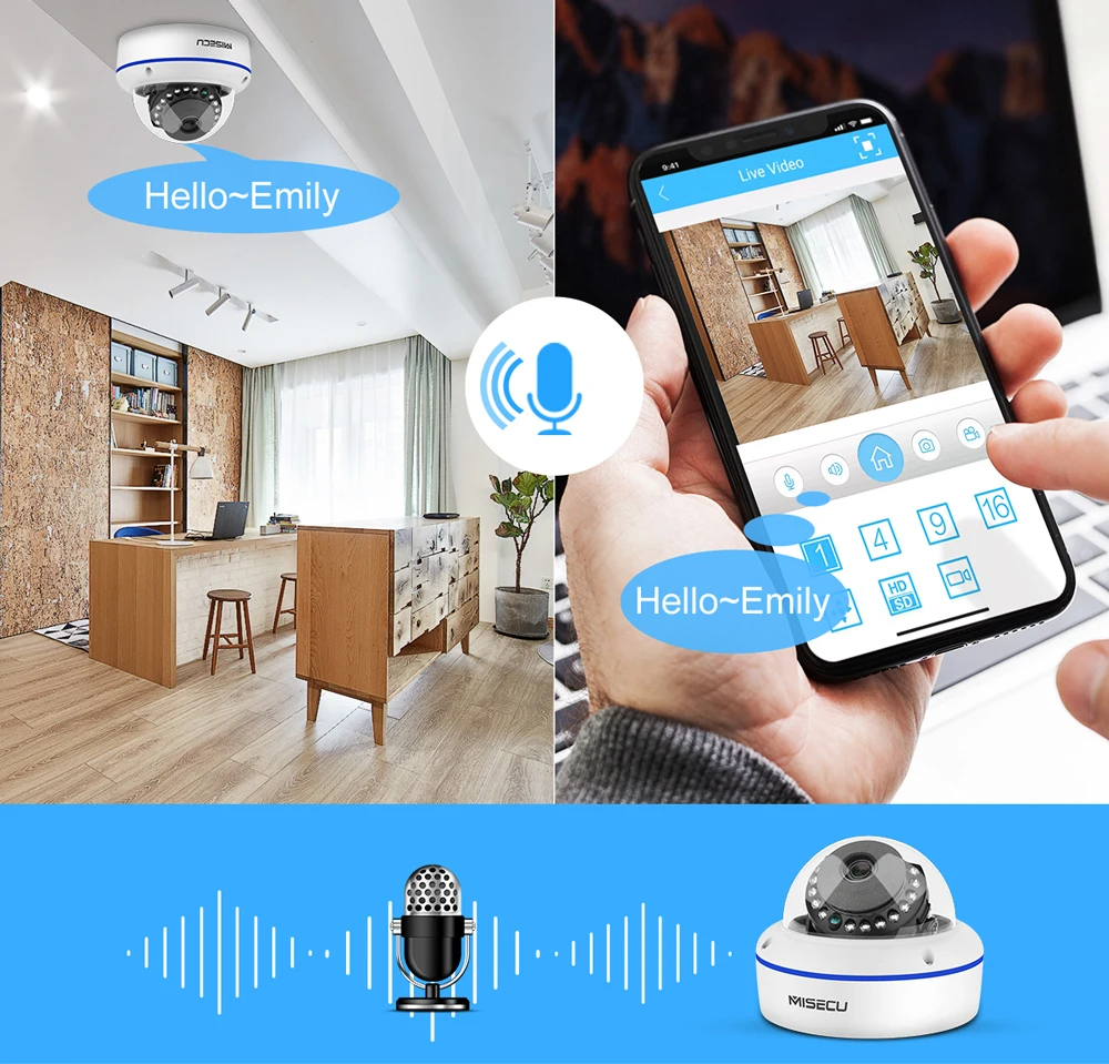  MISECU 8CH 1080P POE NVR Kit Security Camera CCTV System Indoor Audio Record Sound IP Dome Camera P - 32833170290