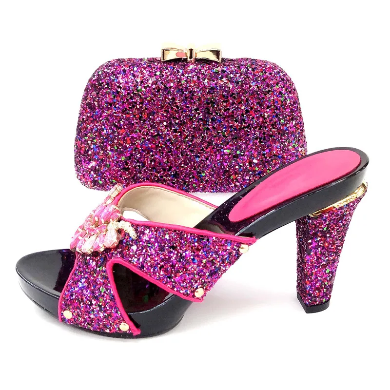 

Fushia hot pink shoes and bag set matching set shoes bag italian shoes and bag matching set nice shinning shoe and bag SB8352-3