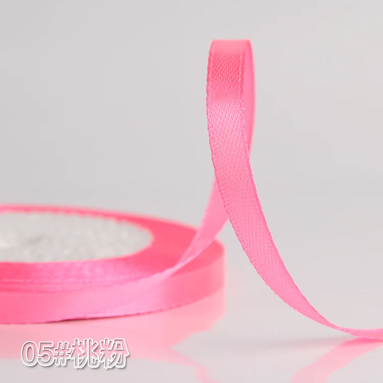 22 метра/рулон 6 мм шелковых атласных лент Свадебная декоративная подарочная упаковка аксессуары DIY ручной работы обратно в школу ленты - Цвет: Bright Pink