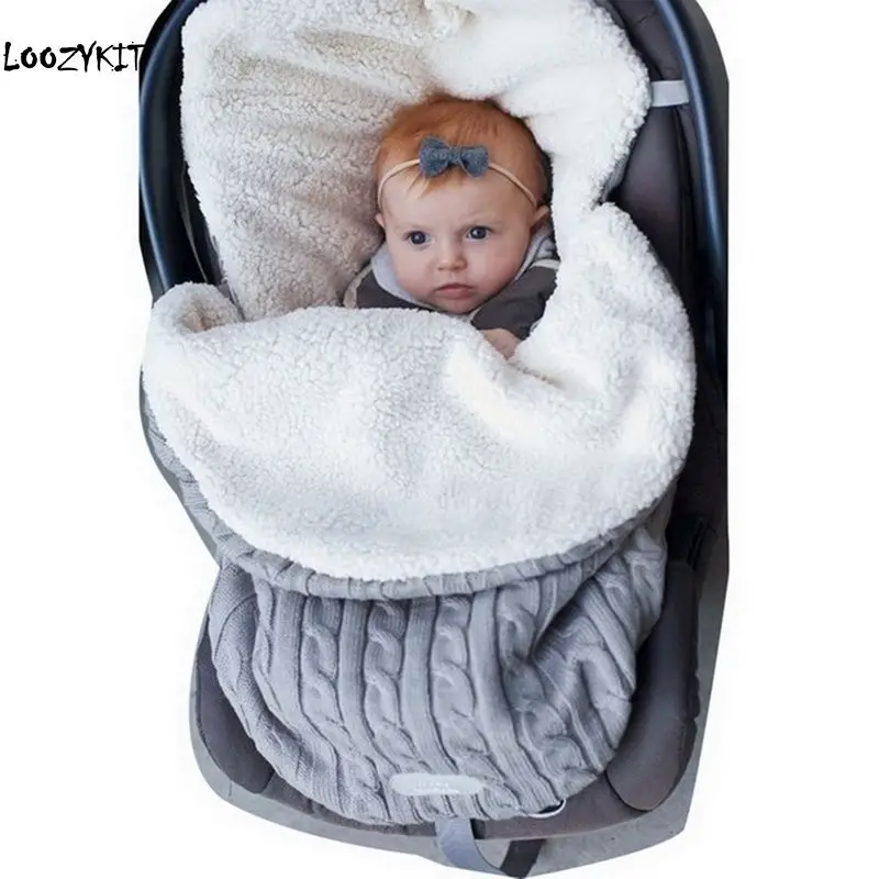 

Loozykit Thick Baby Swaddle Wrap Knit Envelope Newborn Sleeping blanket Warm Swaddling Blanket Infant Stroller Baby Clothes