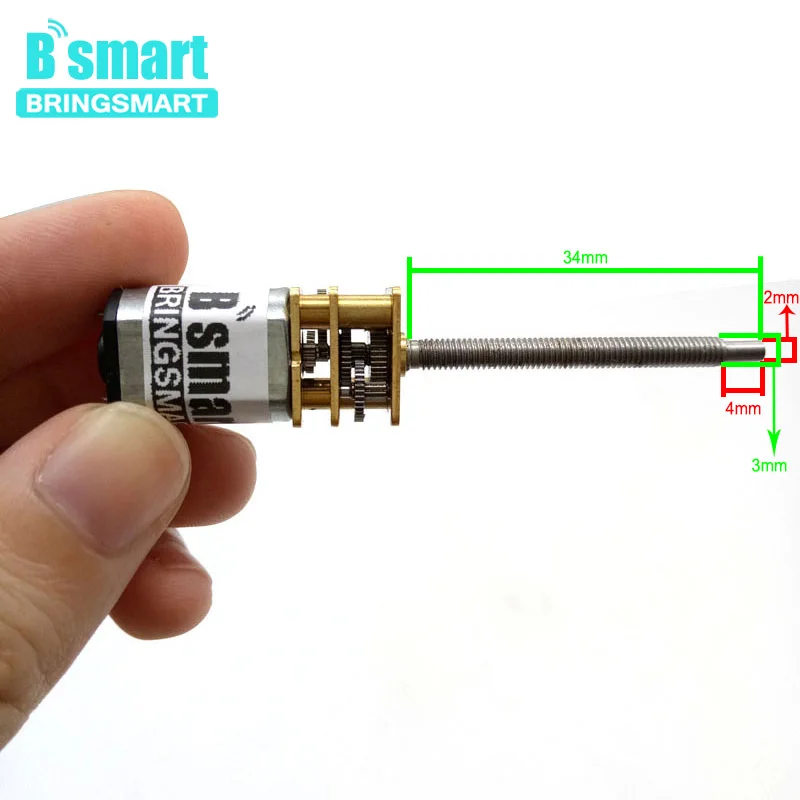 Bringsmart N20 M3 нить 34 мм вал 3V 6 V, работающего на постоянном токе 12 В в Шестерни мотор низкая Скорость 15/30/50/60/100/200/500/600/1000 об/мин Micro сверлильный станок, Diy часть