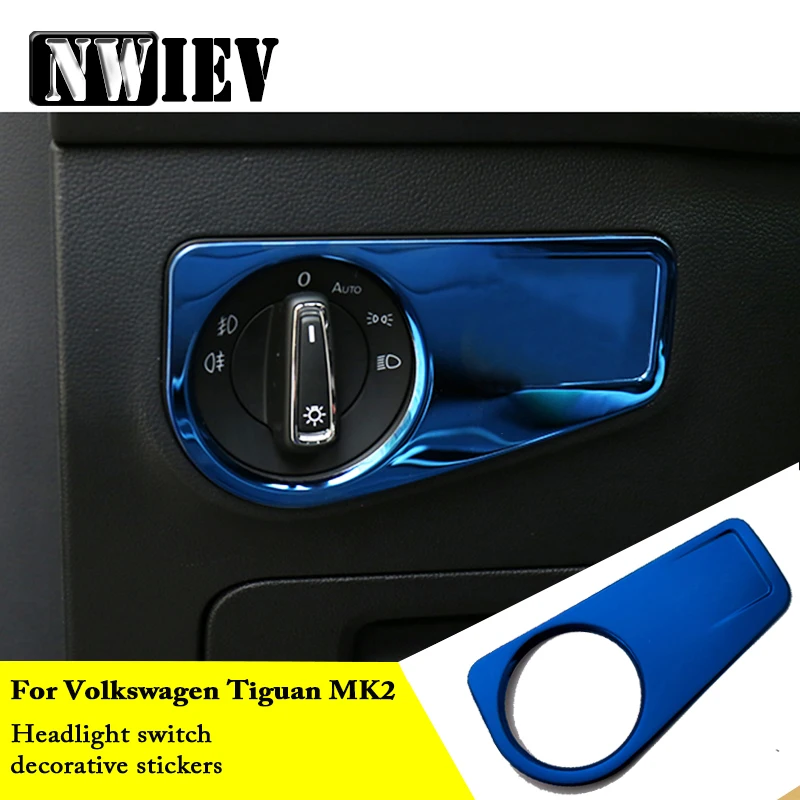 NWIEV Central Console Dashboard Fog Headlight Button Car Cover For VW