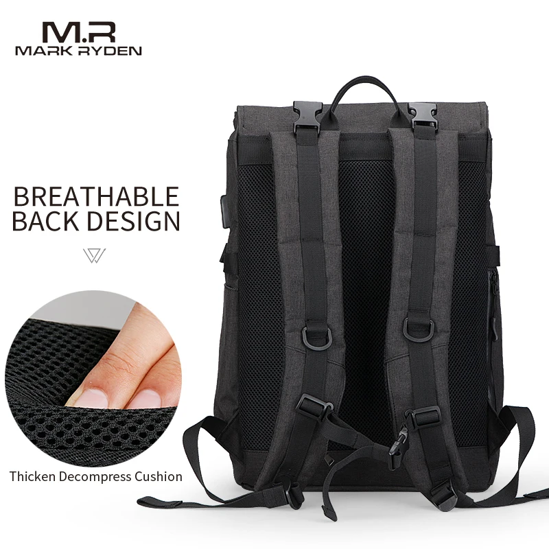 Mark Ryden Large Capacity 15.6 Inch Laptop Bag Man USB Design Backpack Bag Black Backpack women School Bags Mochila Masculina