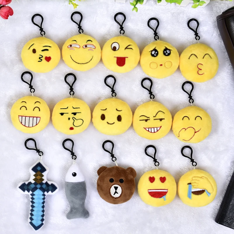 Emoji Plush Keychains Fish Bear Smiley Face Facial Expression Stuffed