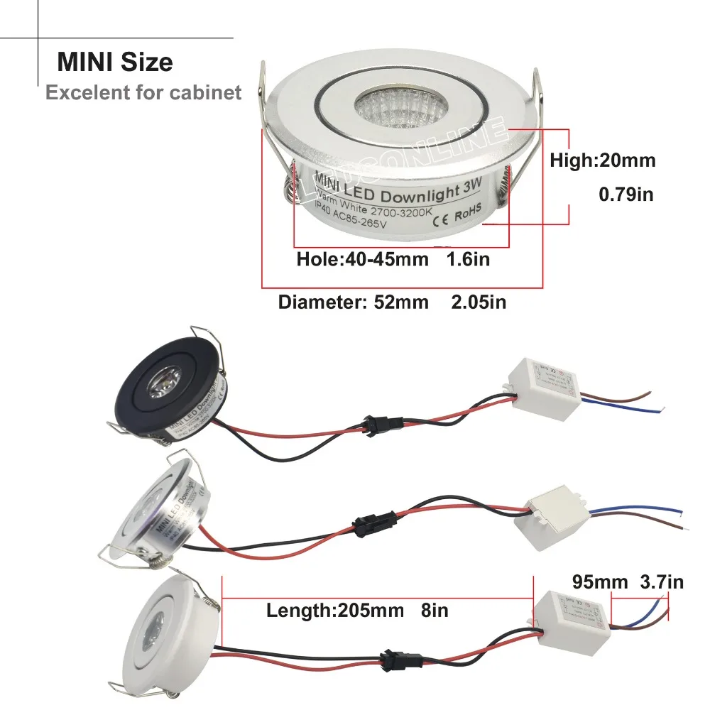 Negozio a casa decorazione prodotti caldi 4 pz/lotto mini luce del punto Led Luci Da Incasso luci armadio 1W 3W dimensioni Del Foro 40-45 millimetri 110-270LM