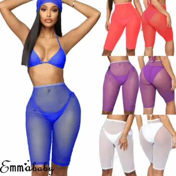 

Women Sexy High Waist Sheer Shorts Running Gym Sports Skinny Hot Mesh Shorts