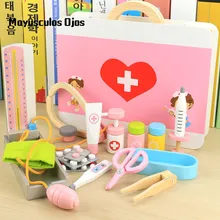 Деревянная детская игрушка «Доктор» набор инъекций стетоскоп медицина коробка мальчики девочки игровой дом Моделирование инструмент игрушки