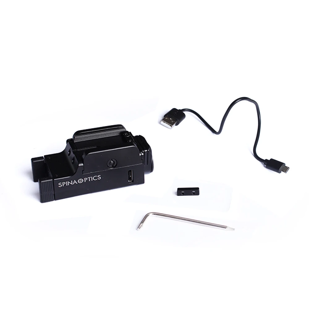 Pistola de Luz Ferroviário com Cabo Tocha para 20mm Spina Mini Lumens Rápida Destacam Arma Lanterna Led Tático Usb 500 qd 14 tático tocha para 20mm ferroviário com cabo usb