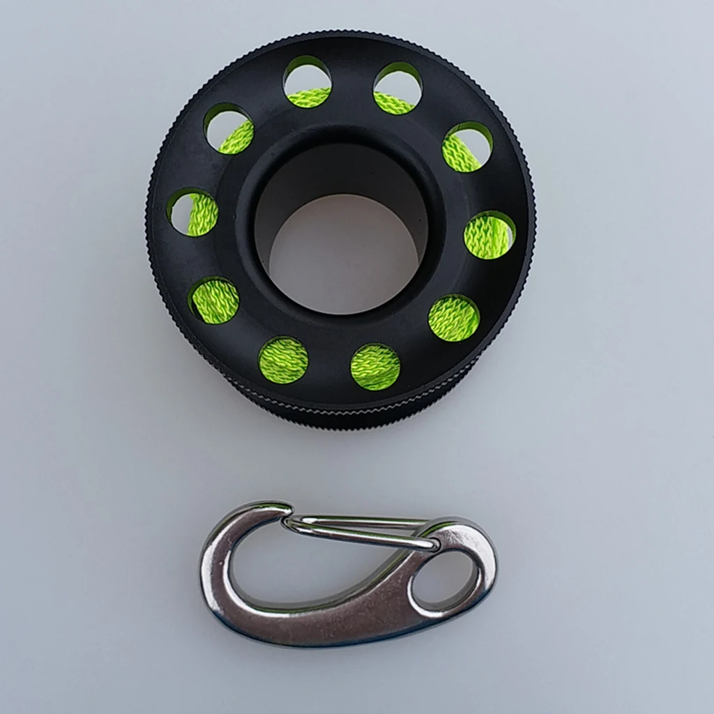 10m Alloy Scuba Diving Finger Reel Spool With Bolt Snap&10m Fiber Line for Water Sport Diving Snorkelling