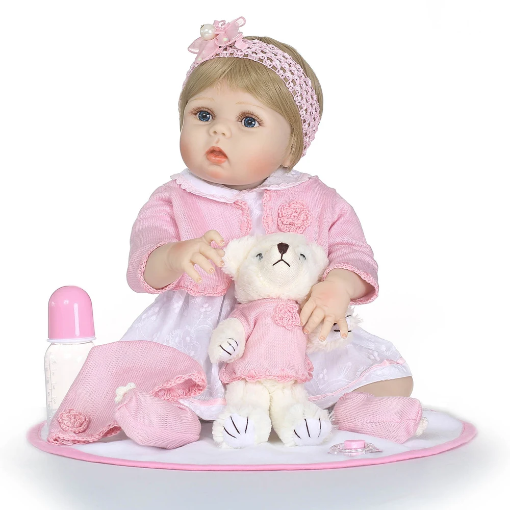 Bebes reborn npk dolls 23 &quot57 см полный Силиконовый baby игрушки для детей подарок светлые
