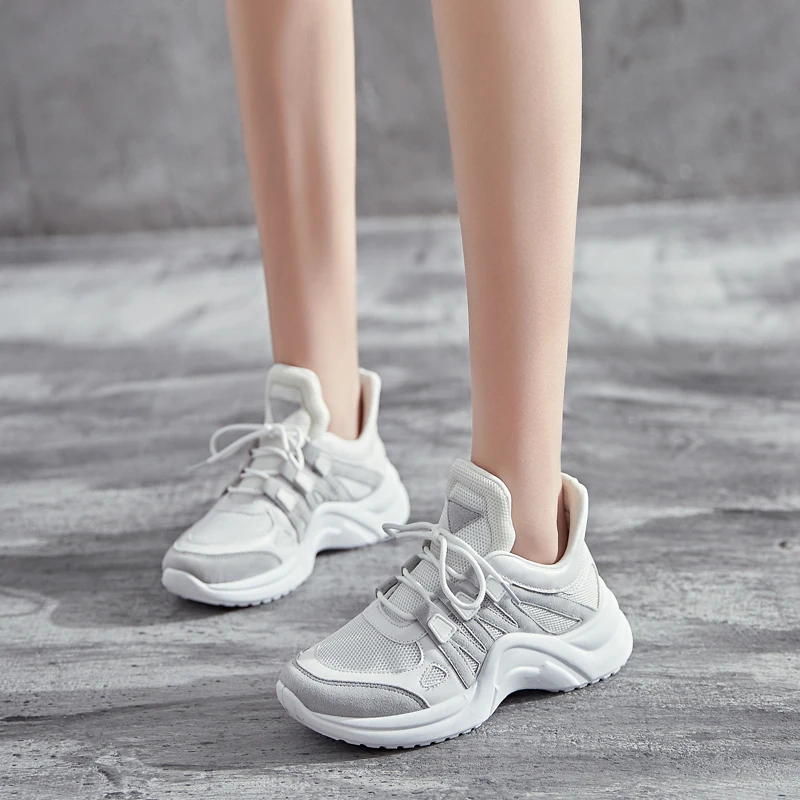 

Fashion Shoes Women Leather Fashion Slip On Casual Flats Lady Platform Shoes Women Breathable Mesh Sneakers White Female Trainer