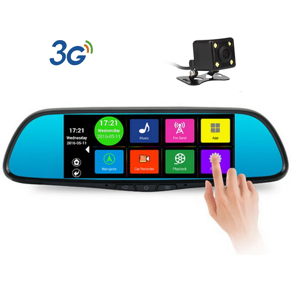

7 inch 16GB Android 5.0 Car DVR 3G Dual Lens Camera Rearview mirror Full HD 1080P Bluetooth WIFI FM GPS navigation dashcam