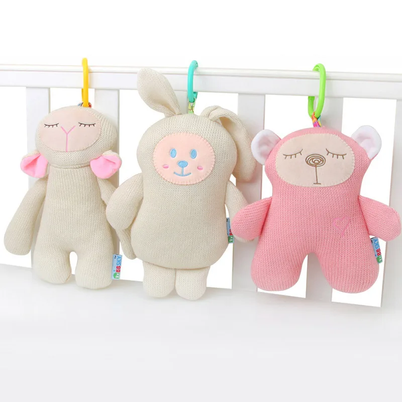 

Infant Musical Soft Plush Rabbit Bear Baby Stroller Bed Hanging Doll Cute Knitting Soft Appease Infant Sounding Toy