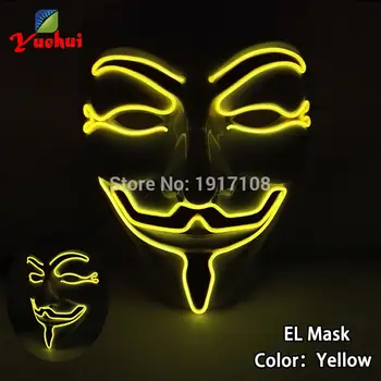 

10 Colors Choice Flashing Halloween Vendetta Mask el wire Masks glowing neon Festival LED Glowing DJ dance Carnival Party Mask