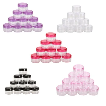 

10PCS Cosmetics Jar Box Makeup Cream Nail Art Cosmetic Bead Storage Pot Container Round Bottle Portable Plastic Transparent Case