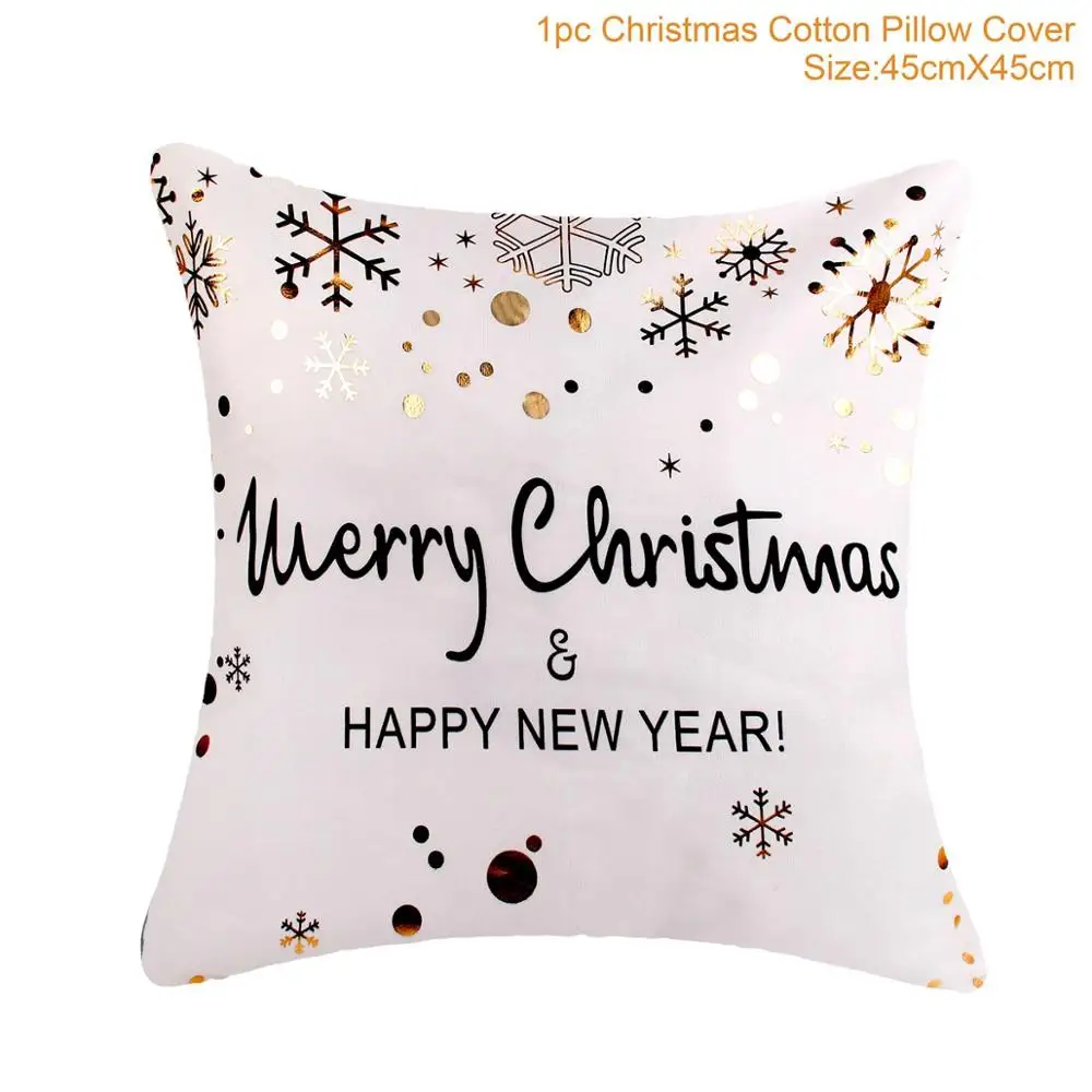FENGRISE, 45x45 см, хлопок, лен, Рождество, чехол для подушки, рождественские украшения для дома, счастливый год, Декор,, рождественские подарки - Цвет: Happy New Year Black