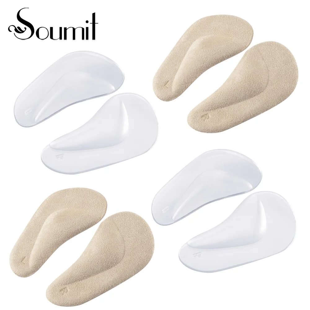 Soumit 4 أزواج هلام الرجال النساء الرجل المسطحة تصحيح الفن دعم النعال الأطفال الرجل المسطحة مصحح العظام نعال أحذية حفز