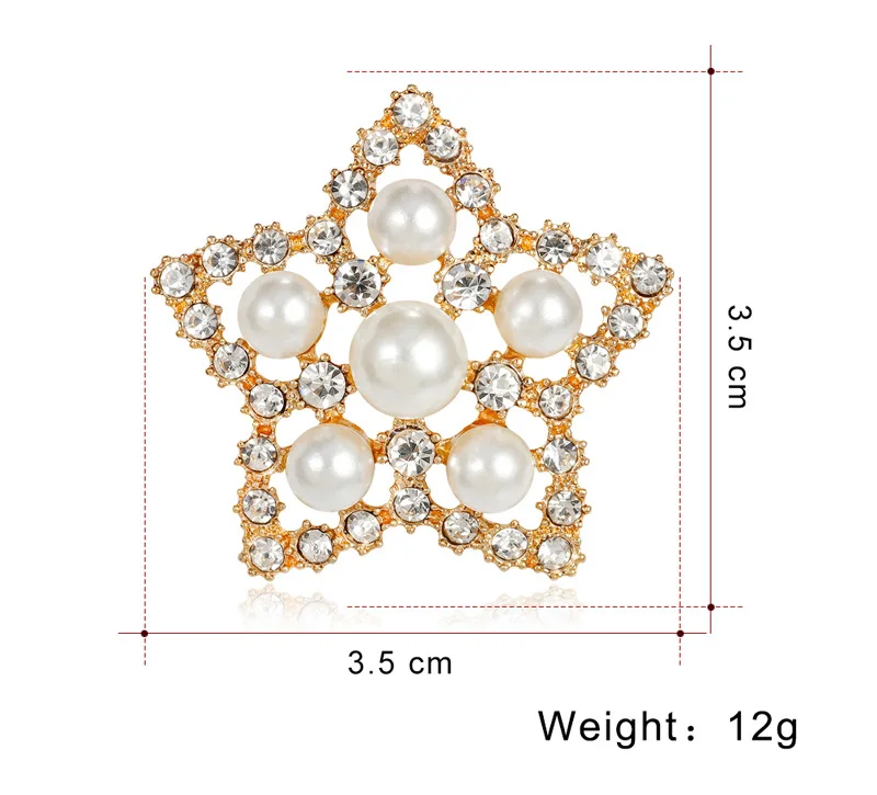 Маленькие размеры, Классический круглый дизайн, стразы, искусственный жемчуг, цветок, пятиконечные Броши звезды для женщин, булавка, ювелирные изделия, аксессуары