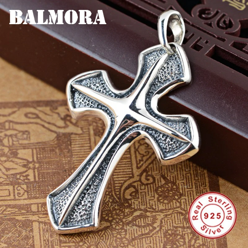 

BALMORA 925 Sterling Silver Crucifix Jesus Cross Charm Pendants for Women Men Religious Vintage Punk Jewelry Without Chain
