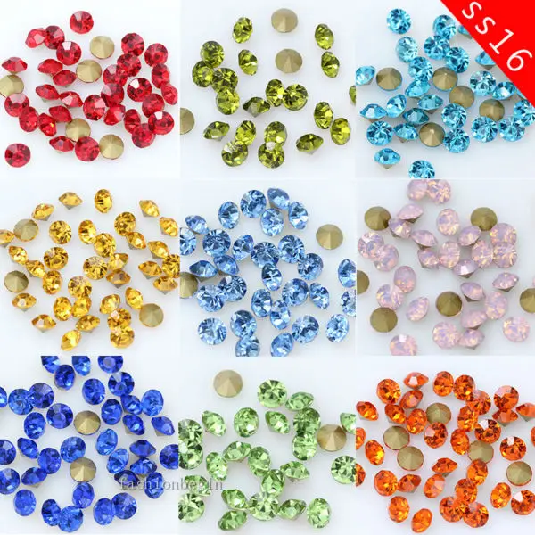 

144p ss16 4mm Round color Pointed foiled Back czech Crystal Rhinestones jewels faceted Glass stone chatons Nail Art beads craft