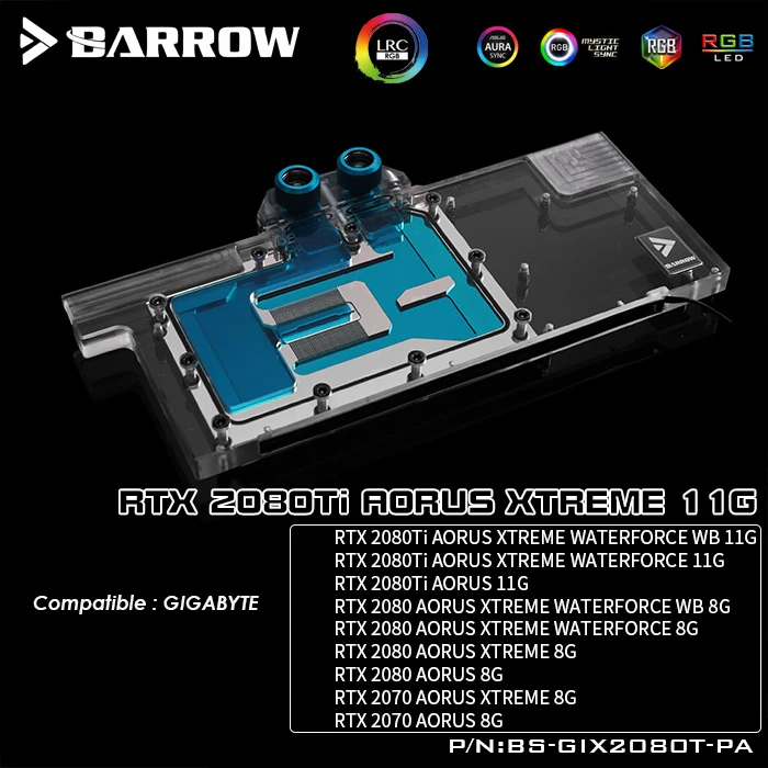 BS GIX2080T PA Barrow gpu water block for GIGABYTE RTX
