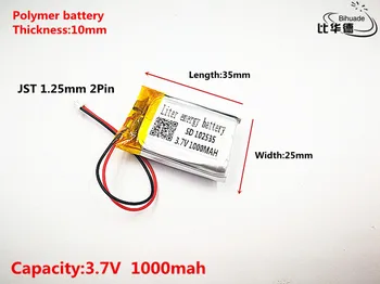 

JST 1.25mm customized Good Qulity 3.7V,1000mAH,102535 Polymer lithium ion / Li-ion battery for TOY,POWER BANK,GPS,mp3,mp4