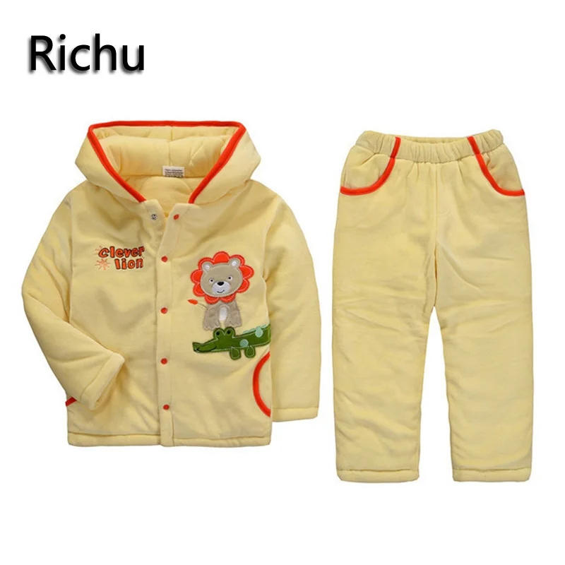 

thermal zero thick warm flannel clothes sets kids winter outfits girls clothing sets baby sport suits toddler housewear bear hat