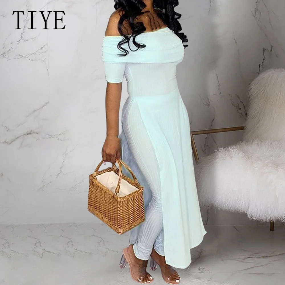 TIYE Women's Off Shoulder Wrapped Chest Fashion Split-length Jumpsuits Summer New Arrival Casual Long Romper Playsuits Female TIYE Women's Off Shoulder Wrapped Chest Fashion Split-length Jumpsuits Summer New Arrival Casual Long Romper Playsuits Female