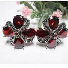 Ювелирные изделия из стерлингового серебра 925 пробы, серьги из граната с цветком сливы из стерлингового серебра