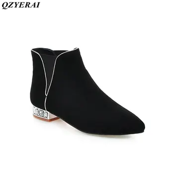 

QZYERAI New arrival in 2018 winter thermal boots high fashion and low heel crystal boots European classic big size 34-43