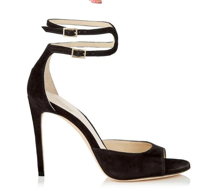 

Carpaton 2018 Summer Popular women's black pink nude colors peep toe buckle thin high heel sandals club party fashion shoes