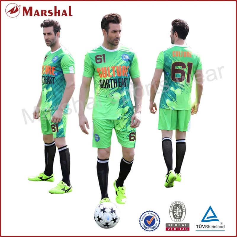 Sublimated Soccer Uniform Custom Team Soccer Jersey Green Football