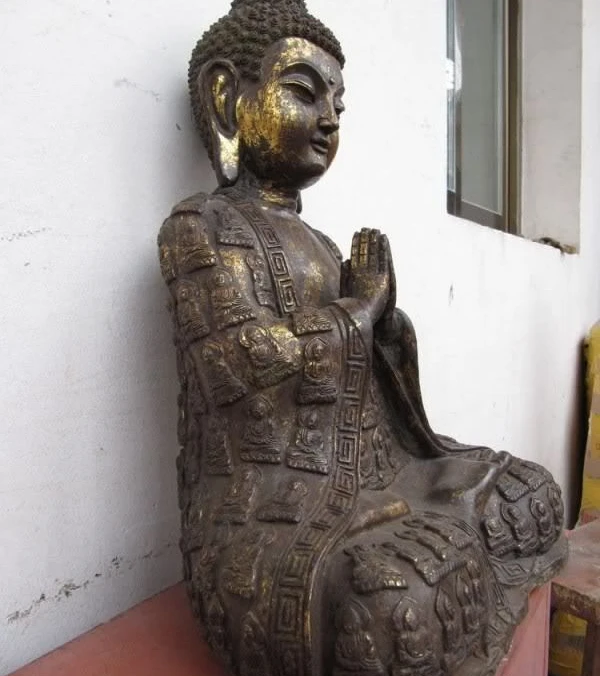 17"Tibet Buddhism Temple Bronze Copper Sakyamuni Tathagata King Buddha