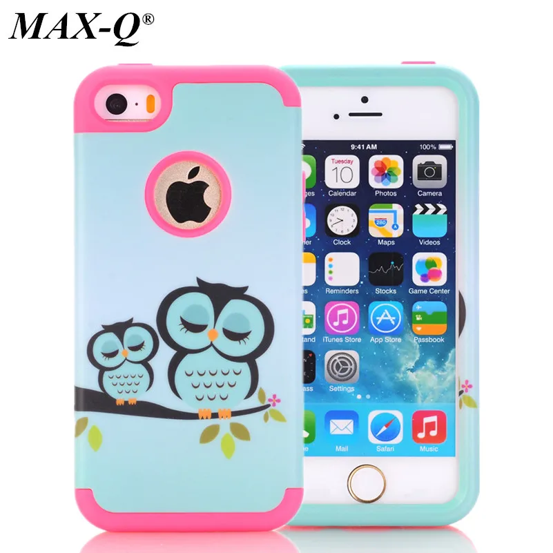MAX-Q для Apple iPhone 5 5S 5g 5c Чехол Сова цветы слон телефон шаблон Чехлы резиновый Силикон