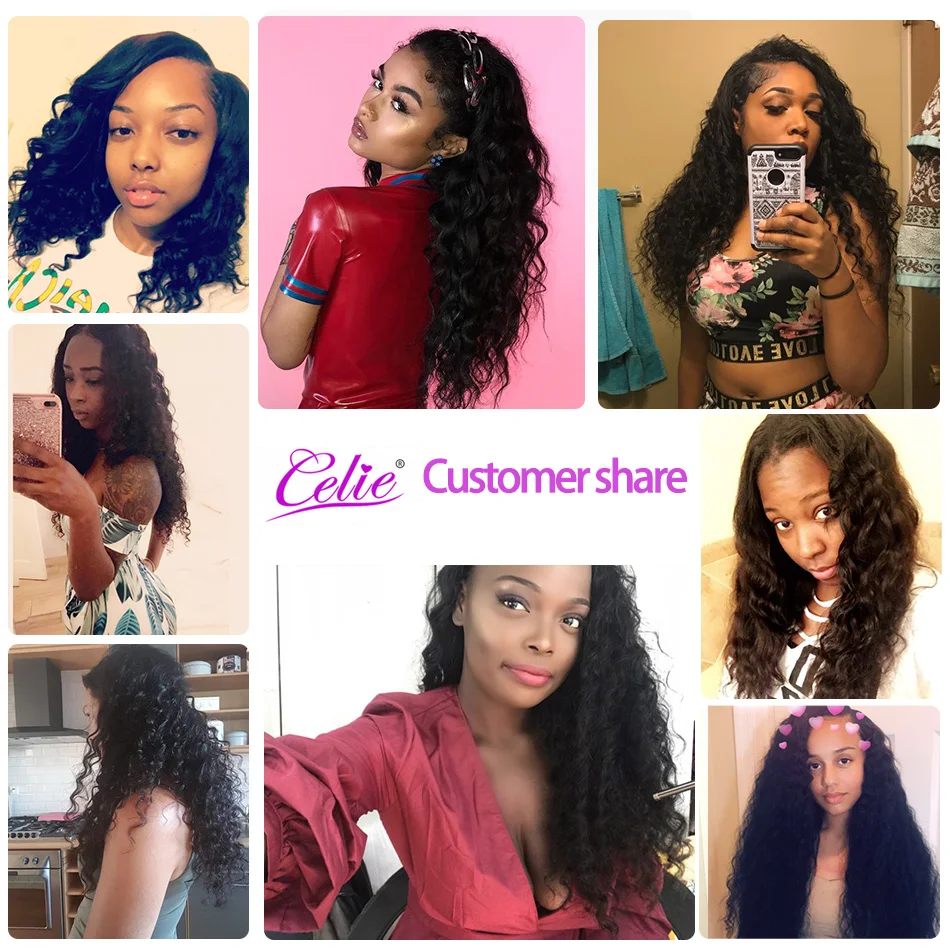 Celie Hair Loose Deep Brazilian Hair Weave 4 Bundles More Wave Natural Black Color Extension 100 Remy Human Bundles