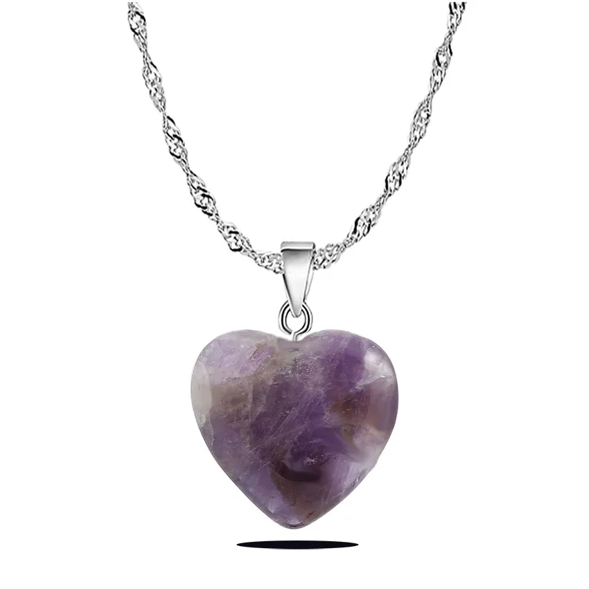 

QianBei Multicolor Natural Amthyst Stone Bead Necklaces Girls Charm Pendant Necklace For Women Gift Wedding Jewelry