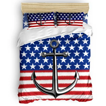 

American Flag Anchor 3D Bedding Sets 4pcs Bedclothes Queen/Twin/King Size Bedding Sets Duvet Cover Housse De Couette Kids