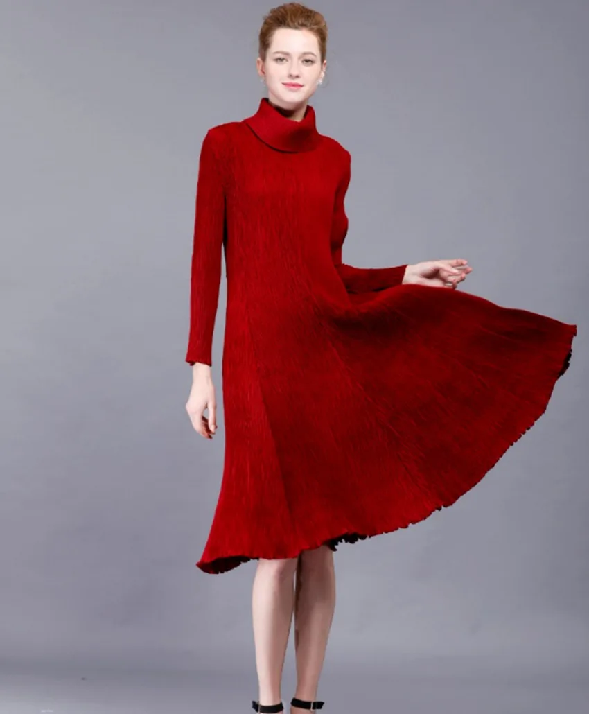 long sleeve turtle neck gown