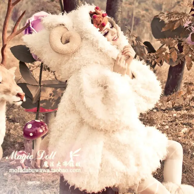 Cheap 2016 Hot Sale Ukraine Cotton Clothing Magic Big Doll New Winter Warm Hooded Horn Lantern Sleeve Loose A-line Coat Was Padded 