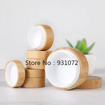

2018 New 200pcs 5g 10g Jar with bamboo outer Empty Cream Jars Cosmetic Packaging Containers Pot With Lid For Hand cream Containe