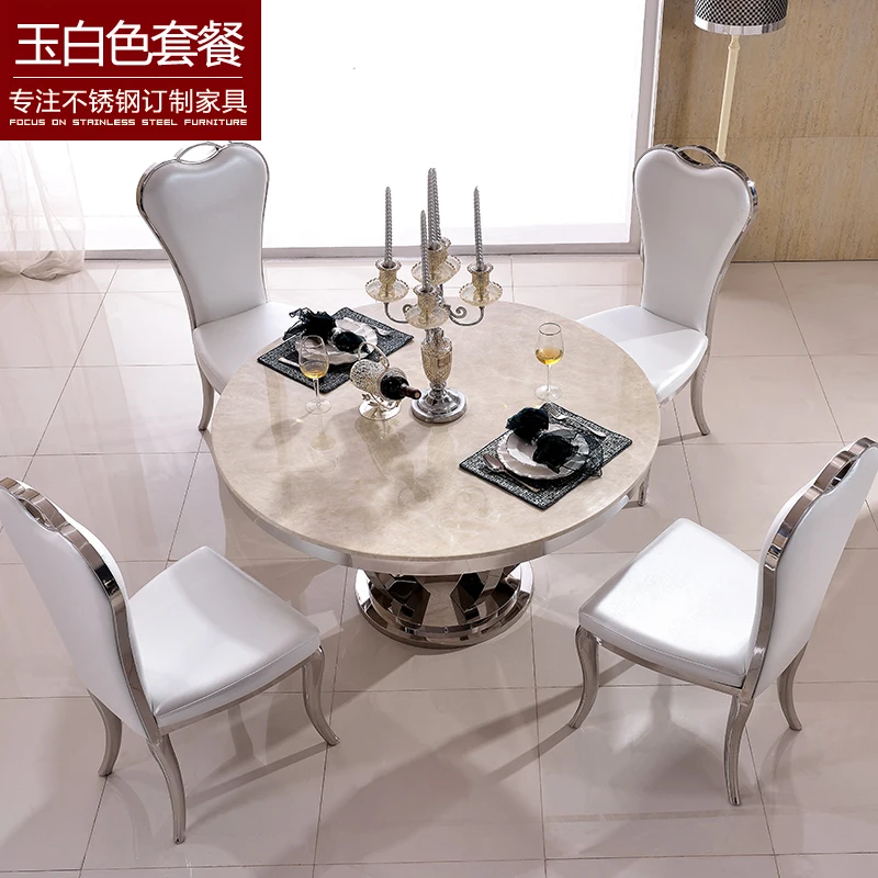 Stainless steel Dining Room Set Home Furniture minimalist modern glass dining table and 4 chairs mesa de jantar muebles comedor